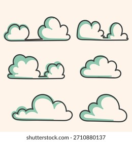 handgezeichnetes Doodle verschiedene Wolken-Sammlung Set 