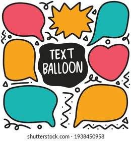 handgezeichnetes Doododor verschiedener Textballon mit Symbolen und Design-Elementen