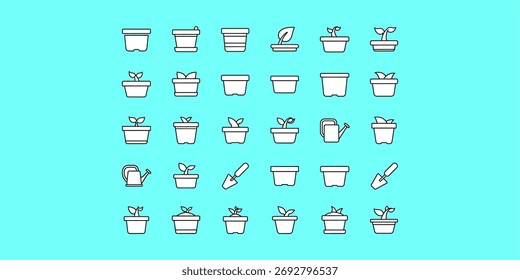 Handgezeichnetes Doodle-Vektoralphabet mit flachen Mediensymbolen für das Webdesign