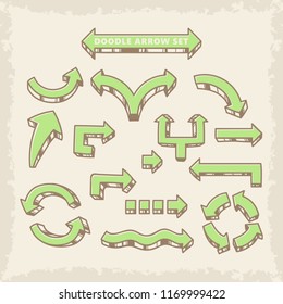 Hand drawn doodle vector arrows set