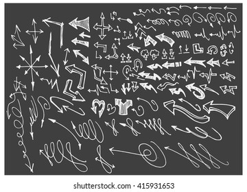 Hand drawn doodle vector business icon set on Chalkboard