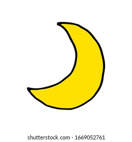 hand drawn doodle vector cartoon sketch half moon illustrations