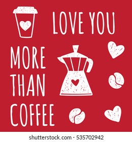 Hand drawn doodle vector coffee card