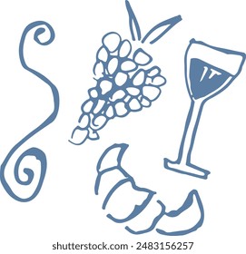 Hand drawn Doodle Vector Euro minimal Abstract Trending art motifs eurosummer cute Mediterranean sketch fashion