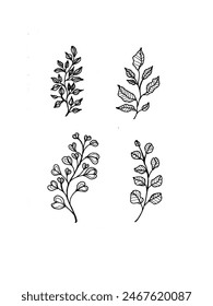 Hand drawn doodle vector flower line background art design illustration 