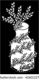 Hand drawn doodle vector flowers with vase 