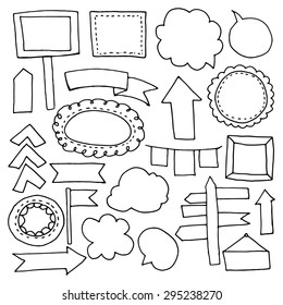 Hand drawn doodle vector frames. Cartoon style. 