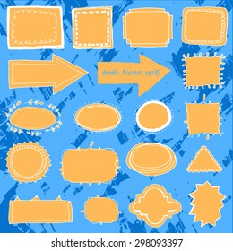 Hand drawn doodle vector frames. Cartoon style.
