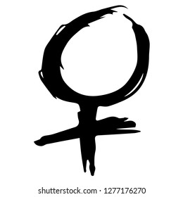 Hand Drawn or Doodle Vector Illustration of Female Gender Symbol on Isolated Background. Graphic Design for T-shirt, Poster, Card, Template, and more