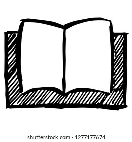 Hand Drawn or Doodle Vector Illustration of Book on Isolated Background. Graphic Design for T-shirt, Poster, Card, Template, and more