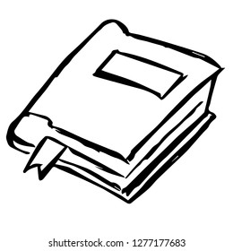 Hand Drawn or Doodle Vector Illustration of Book on Isolated Background. Graphic Design for T-shirt, Poster, Card, Template, and more