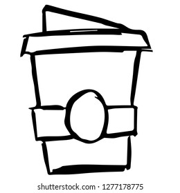 Hand Drawn or Doodle Vector Illustration of Coffee on Isolated Background. Graphic Design for T-shirt, Poster, Card, Template, and more