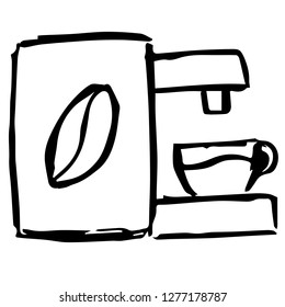 Hand Drawn or Doodle Vector Illustration of Coffee on Isolated Background. Graphic Design for T-shirt, Poster, Card, Template, and more