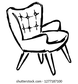 Hand Drawn or Doodle Vector Illustration of Chair on Isolated Background. Graphic Design for T-shirt, Poster, Card, Template, and more