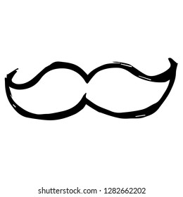 Hand Drawn or Doodle Vector Illustration of Mustache on Isolated Background. Graphic Design for T-shirt, Poster, Card, Template, and more