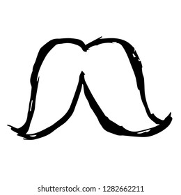 Hand Drawn or Doodle Vector Illustration of Mustache on Isolated Background. Graphic Design for T-shirt, Poster, Card, Template, and more