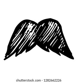 Hand Drawn or Doodle Vector Illustration of Mustache on Isolated Background. Graphic Design for T-shirt, Poster, Card, Template, and more