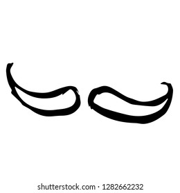 Hand Drawn or Doodle Vector Illustration of Mustache on Isolated Background. Graphic Design for T-shirt, Poster, Card, Template, and more