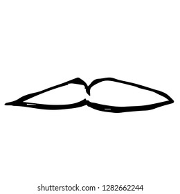 Hand Drawn or Doodle Vector Illustration of Mustache on Isolated Background. Graphic Design for T-shirt, Poster, Card, Template, and more