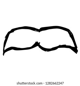 Hand Drawn or Doodle Vector Illustration of Mustache on Isolated Background. Graphic Design for T-shirt, Poster, Card, Template, and more
