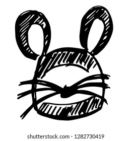 Hand Drawn or Doodle Vector Illustration of Rat on Isolated Background. Graphic Design for T-shirt, Poster, Card, Template, and more