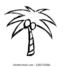 Hand Drawn or Doodle Vector Illustration of Palm Tree on Isolated Background. Graphic Design for T-shirt, Poster, Card, Template, and more