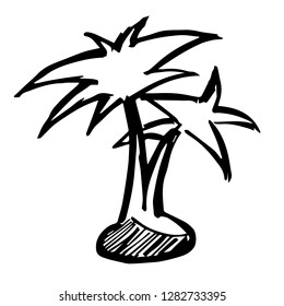 Hand Drawn or Doodle Vector Illustration of Palm Tree on Isolated Background. Graphic Design for T-shirt, Poster, Card, Template, and more