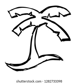 Hand Drawn or Doodle Vector Illustration of Palm Tree on Isolated Background. Graphic Design for T-shirt, Poster, Card, Template, and more