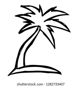 Hand Drawn or Doodle Vector Illustration of Palm Tree on Isolated Background. Graphic Design for T-shirt, Poster, Card, Template, and more