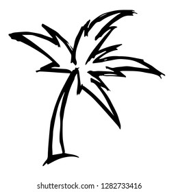 Hand Drawn or Doodle Vector Illustration of Palm Tree on Isolated Background. Graphic Design for T-shirt, Poster, Card, Template, and more