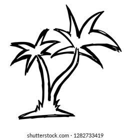 Hand Drawn or Doodle Vector Illustration of Palm Tree on Isolated Background. Graphic Design for T-shirt, Poster, Card, Template, and more