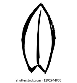 Hand Drawn or Doodle Vector Illustration of Surfboard on Isolated Background. Graphic Design for T-shirt, Poster, Card, Template, and more