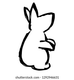 Hand Drawn or Doodle Vector Illustration of Rabbit on Isolated Background. Graphic Design for T-shirt, Poster, Card, Template, and more