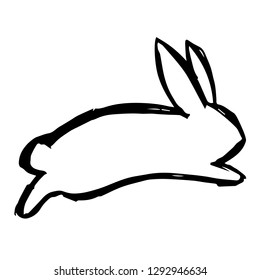 Hand Drawn or Doodle Vector Illustration of Rabbit on Isolated Background. Graphic Design for T-shirt, Poster, Card, Template, and more
