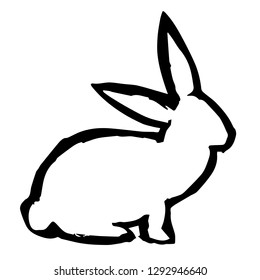 Hand Drawn or Doodle Vector Illustration of Rabbit on Isolated Background. Graphic Design for T-shirt, Poster, Card, Template, and more