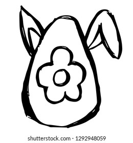 Hand Drawn or Doodle Vector Illustration of Easter Egg on Isolated Background. Graphic Design for T-shirt, Poster, Card, Template, and more