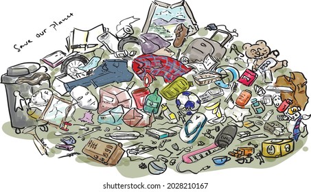 hand drawn doodle vector illustration rubbish. perfect for campaign save our planet or recycle campaign. 