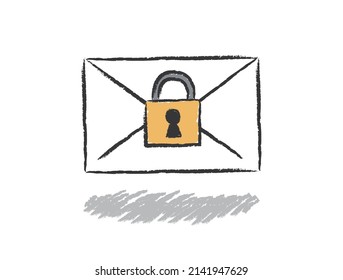Dibujo manual del vector ilustración del bloqueo de protección de correo electrónico 
