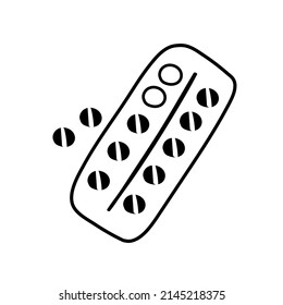 Hand drawn doodle vector illustration of painkillers tablets