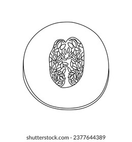 Hand drawn doodle vector illustration of melon on white background. Applicable to restaurant or packaging menus,labels, poster, and print