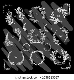 Hand drawn doodle vector line Frame circle set on Chalkboard