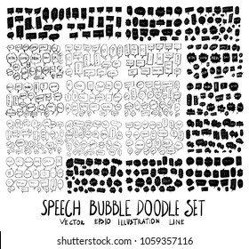 Hand drawn doodle vector line Speech bubble talk element set on White background