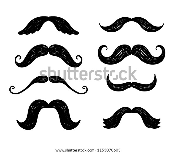 Hand Drawn Doodle Vector Moustache Icons Stock Vector Royalty Free