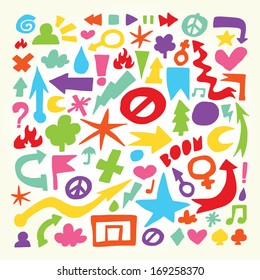 Hand drawn doodle vector objects