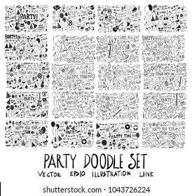 Hand drawn doodle vector Party big set