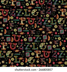 Hand drawn doodle vector puzzle background. Seamless pattern can be used in web design, textile industry, wrapping paper. Endless texture.