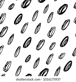 Hand Drawn Doodle Vector Seamless Pattern Black on White Background