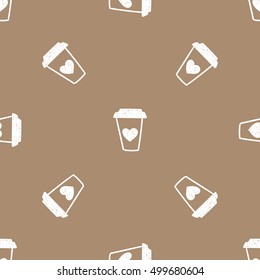 Hand drawn doodle vector seamless coffee pattern for wrapping and textile