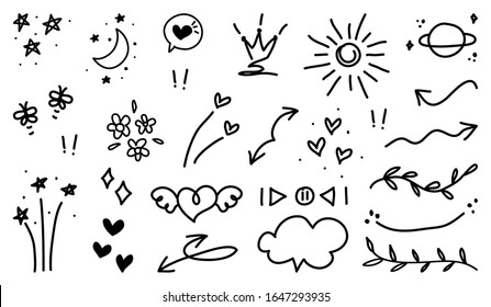 Hand drawn doodle vector set.