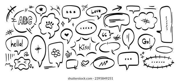 Hand drawn doodle vector set. Collection of cute hand drawn doodle.